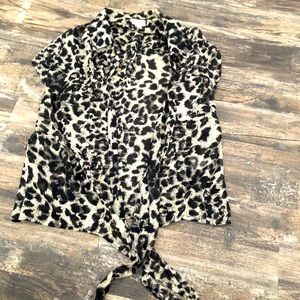 Cheetah pattern sheer button tie up top